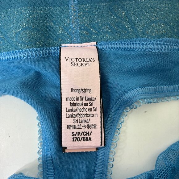 NEW Victoria’s Secret Blue Polka Dot Mesh Thong S Y2K Vibe, Coquette Lingerie - Picture 4 of 7